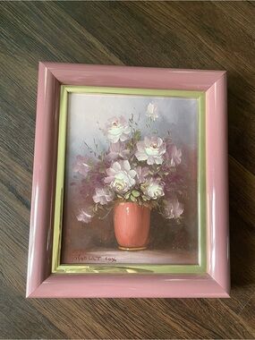 Vintage Signed Robert Cox Floral Painting Pink Tones Framed Certified Authentic